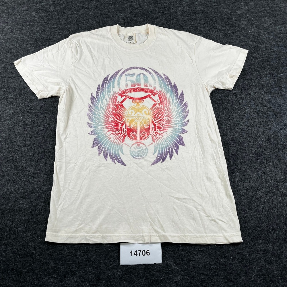 Comfort Colors Graphic T-Shirt Mens M Ivory Excellent 50th Anniversary Scarab